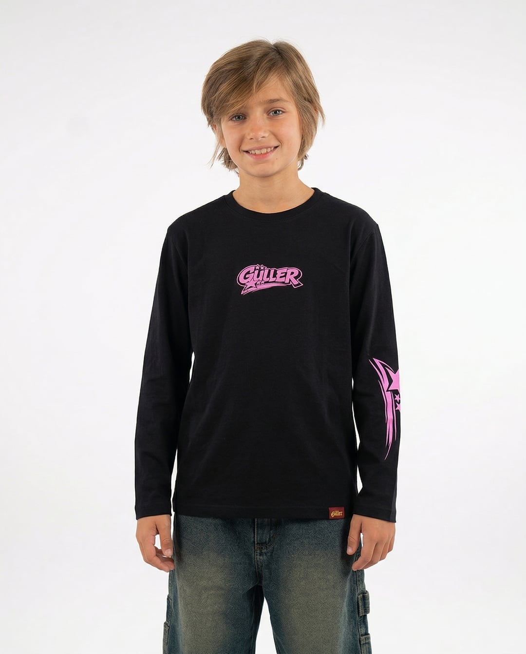 T-Shirt  Manica Lunga "Guller "LOGO STELLATO" col. nero RAGAZZO/KID