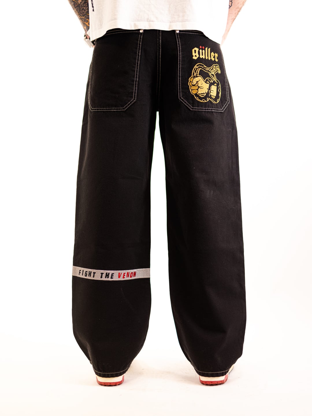 Baggy long  Guller "FightTheVenom" style, Canvas Nero